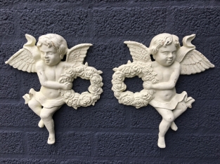 Set of wall angels, cast iron, white-rust, beautiful set!!